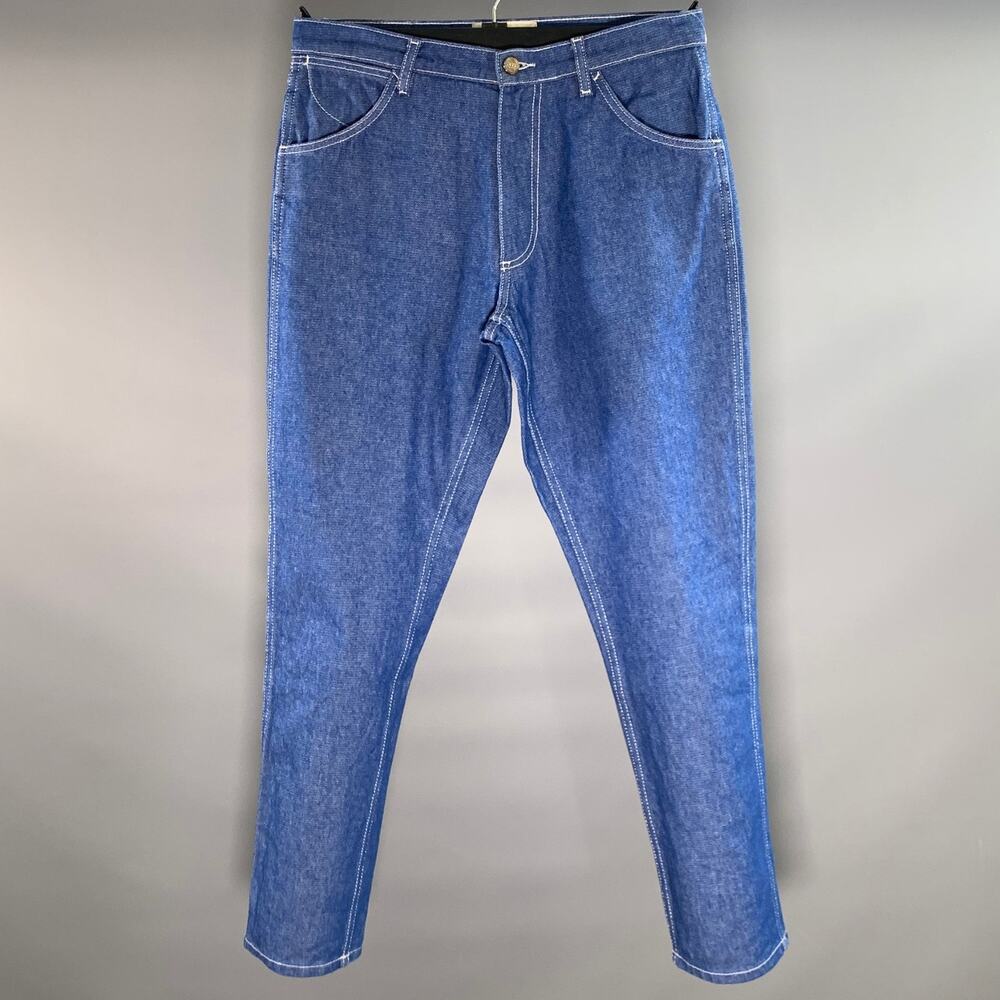 FURSAC Size 30 Blue Contrast Stitch Cotton Straight leg Jeans